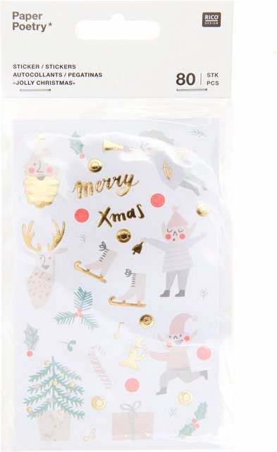 Rico Design Paper Poetry Sticker Jolly Christmas in Pastell, 4 Blatt - Bild 1