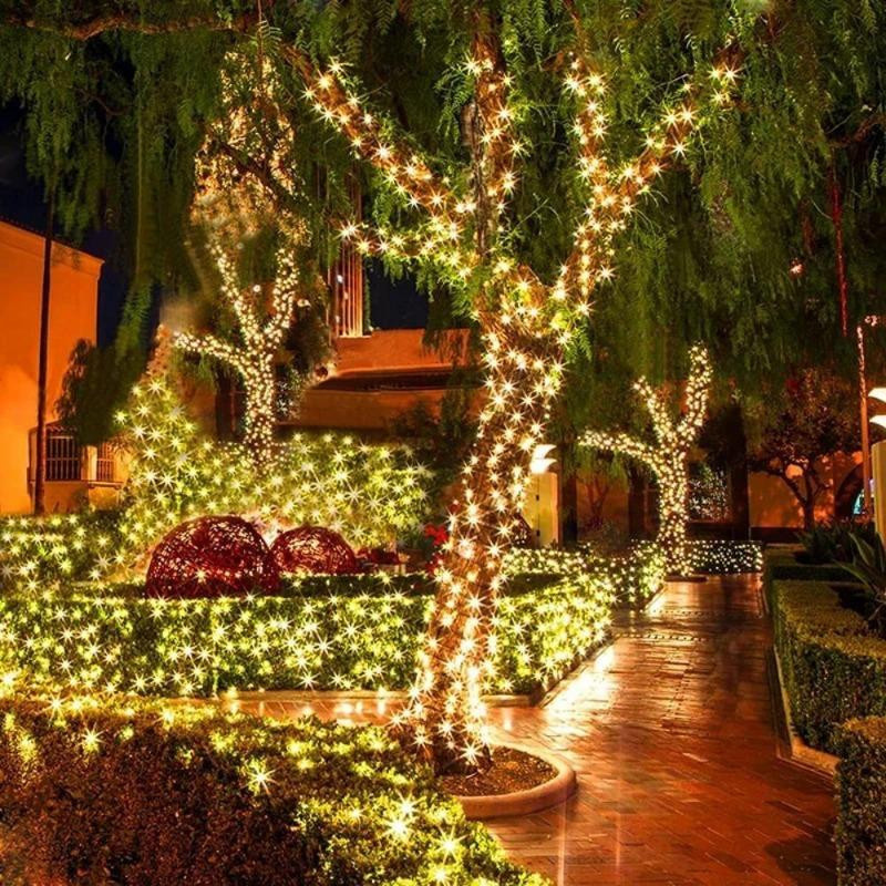 Lanzhong Home Decoration Solar LED Lichterkette Outdoor für Garten und Weihnachtsfeier, 300 LEDs, Blau, Wasserdicht IP65 - Bild 7