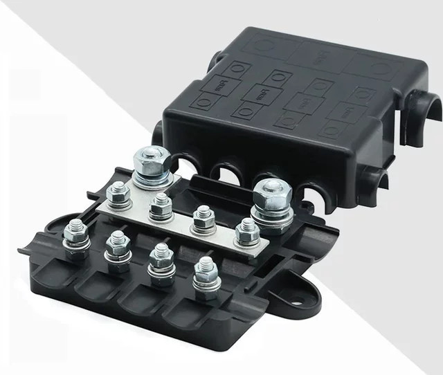 5-Wege-Gleichstrom Sicherungskasten Block für Auto und Boot, 12V/24V Stromverteilung, Schwarz - Bild 1