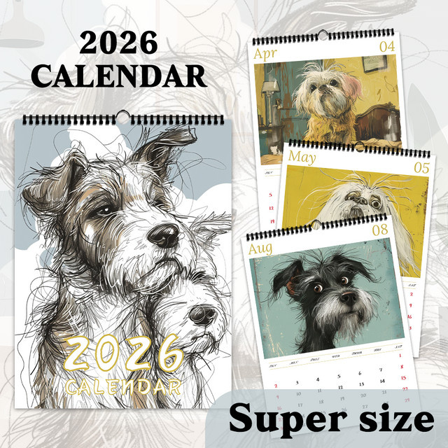 Sloppy Dog Wandkalender 2026 mit 12 Hundedesigns, Multicolor, Breite: 40 cm, Höhe: 30 cm - Bild 1