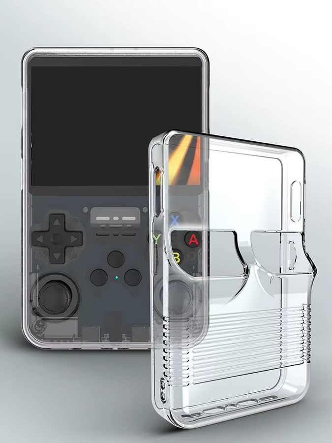 Wasserdichte und kratzfeste Schutzhülle für R36S Handheld-Spielekonsole aus transparentem TPU in Schwarz - Bild 5