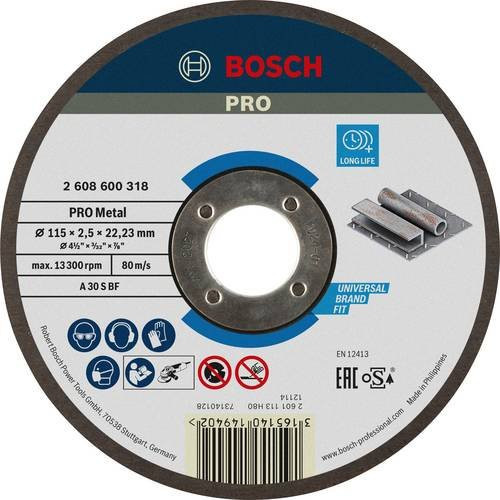 Bosch Trennscheibe gerade für Metall, Durchmesser: 115 mm, Grau - Bild 1