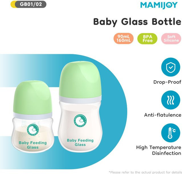 dr.Isla Babyflasche aus Glas mit Anti-Blähungs-Ventil, BPA-frei, transparent/grün, 90 ml - Bild 1