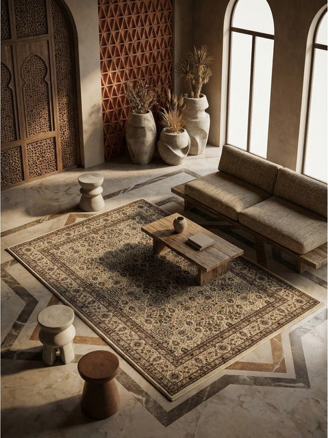 Orientalischer Kurzflorteppich Kadima Design aus Polypropylen, Beige, B: 200 cm, T: 290 cm - Bild 1