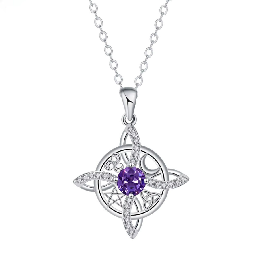 YILUOCD Halskette, Geburtsstein, Kristall, Stern-Mond-Knoten, Unisex - Bild 4