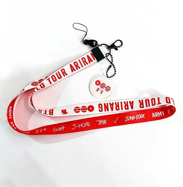 BTS Welttournee Arirang Lanyard mit Mitglieder-Unterschriften und Logo in Weiß für ARMY Fans - Bild 1