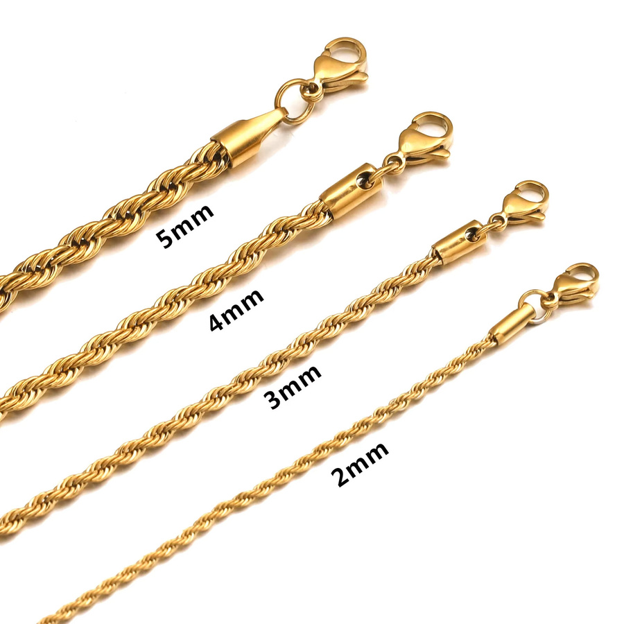 DAIPAN Armband Edelstahl, Gold, Twisted Seil Kette, Unisex - Bild 3