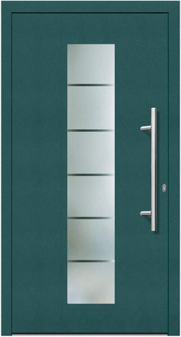KNOCK Flügelüberdeckende Kunststoff-Haustür Terra in Moosgrün mit Glaseinsatz und RC2-Schutz - Bild 1