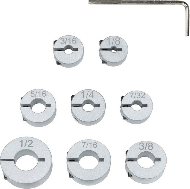 VIBRATITE Split Ringe Metall Bohrerhalter mit Tiefenstopp und Inbusschlüssel für Holzbohrer - Bild 1