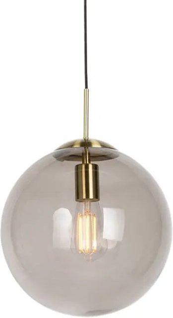 QAZQA Moderne Hängelampe aus Messing mit Rauchglas in Gold, Durchmesser: 30 cm - Bild 1
