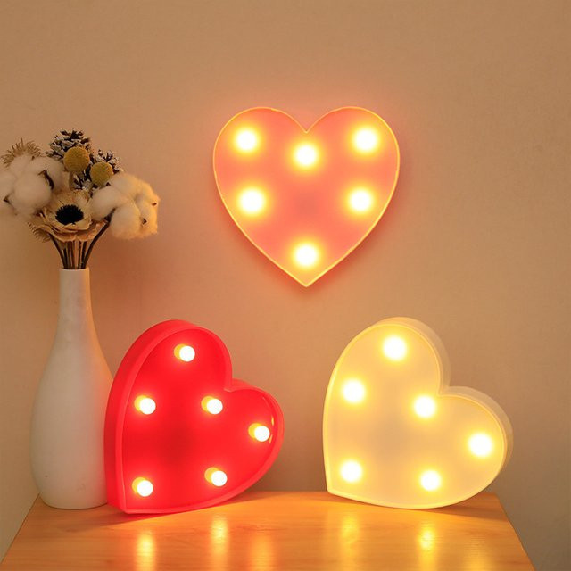 3D LED Marquee Herz Nachtlicht in Weiß und Multicolour als Tischlampe für Hochzeit und Valentinstag - Bild 1