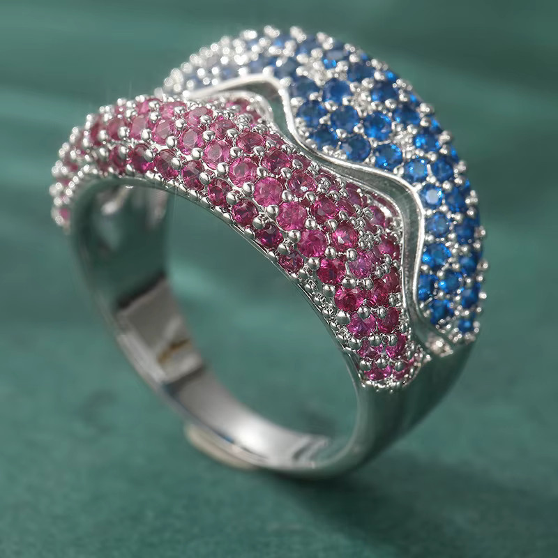 YoYo Ring, Vintage, Silberfarben, Zirkonia, Damen - Bild 3