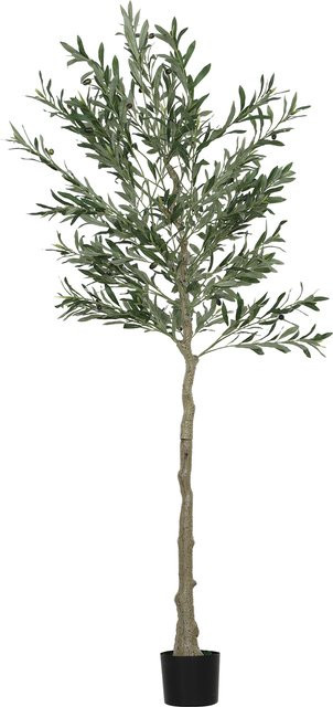 HOMCOM Künstlicher Olivenbaum in Grün mit Topf aus Zement, Höhe: 180 cm - Bild 1