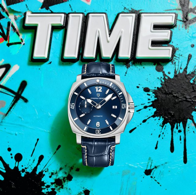 PAGANI DESIGN Armbanduhr Automatik, Edelstahl, Leder, Grün, Herren - Bild 1