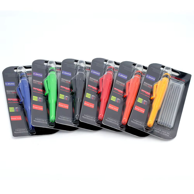 JOMPENS Zimmermannsbleistift-Set mit 2,8 mm 2B Graphitminen, Grün, inklusive Schutzhülle und Anspitzer für professionelle Holzbearbeitung - Bild 3