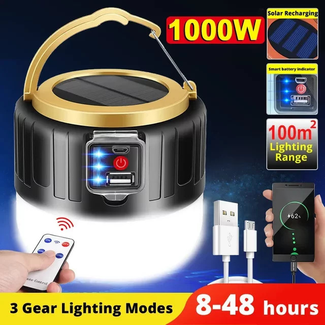 NEWBIRTH LED Camping Laterne mit Fernbedienung, wasserdichte wiederaufladbare Outdoor Taschenlampe und Power Bank in Weiß - Bild 1