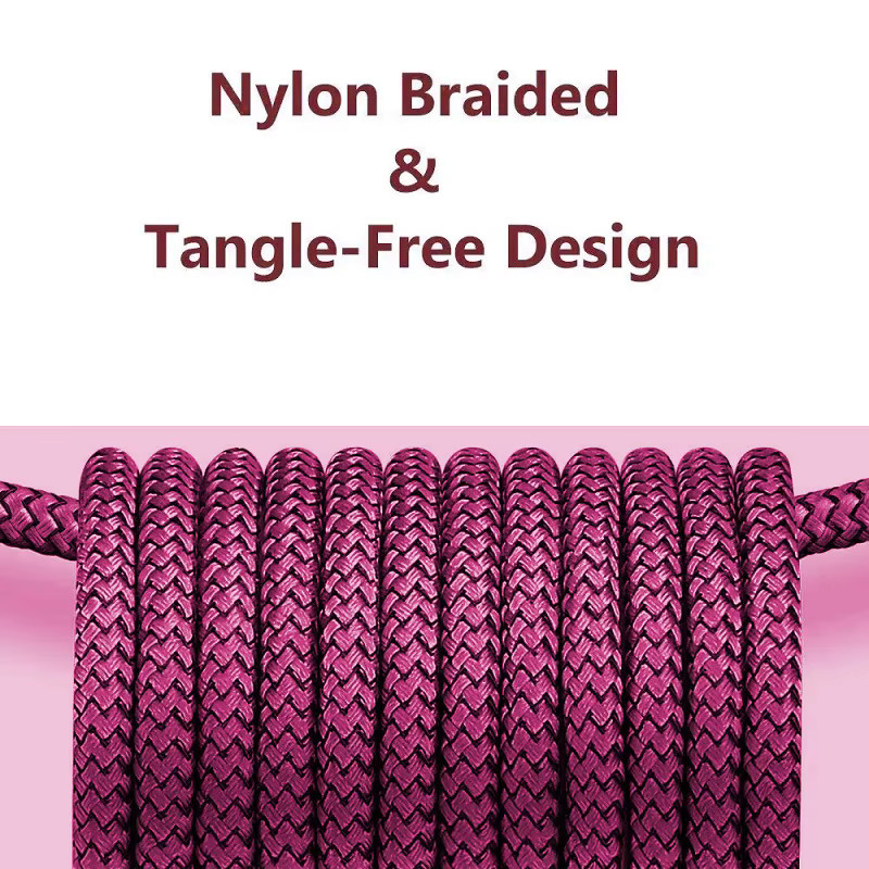 GeydrQ USB A zu Typ C Ladekabel aus Nylon als Schnellladegerät und Datenkabel für Android Smartphones in Pink und Purple - Bild 3