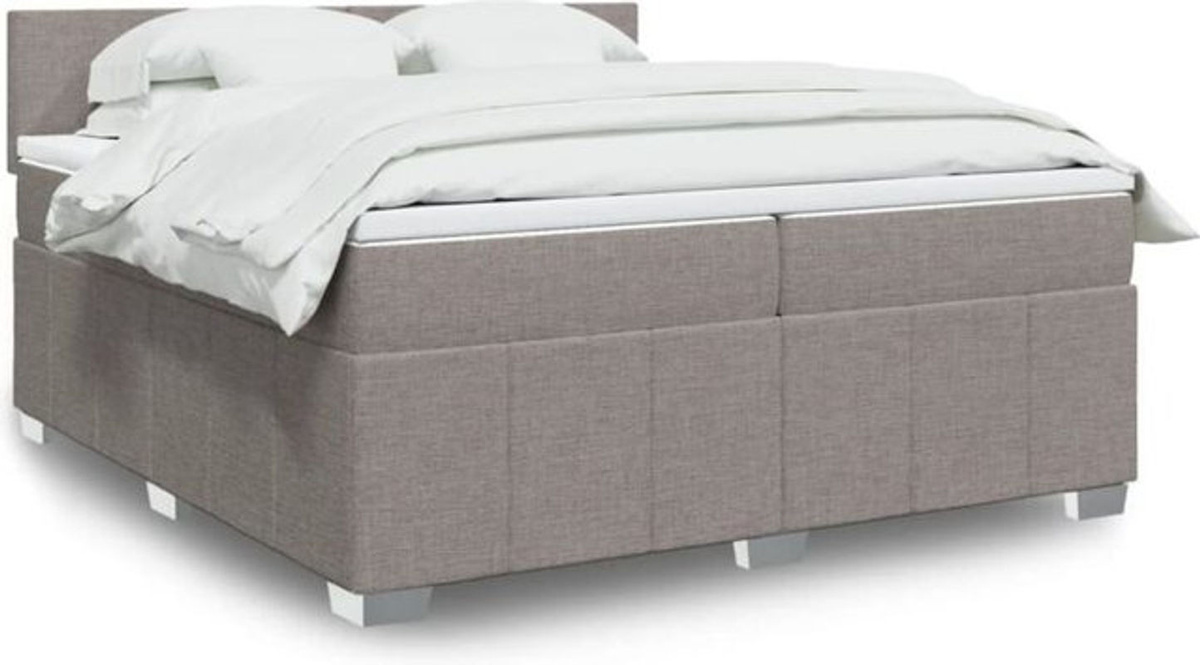 Vidaxl Boxspringbett mit Matratze in Taupe Meliert und Weiß aus Stoff und Holzwerkstoff B/T/H: 200 x 200 x 100,5 cm - Bild 1