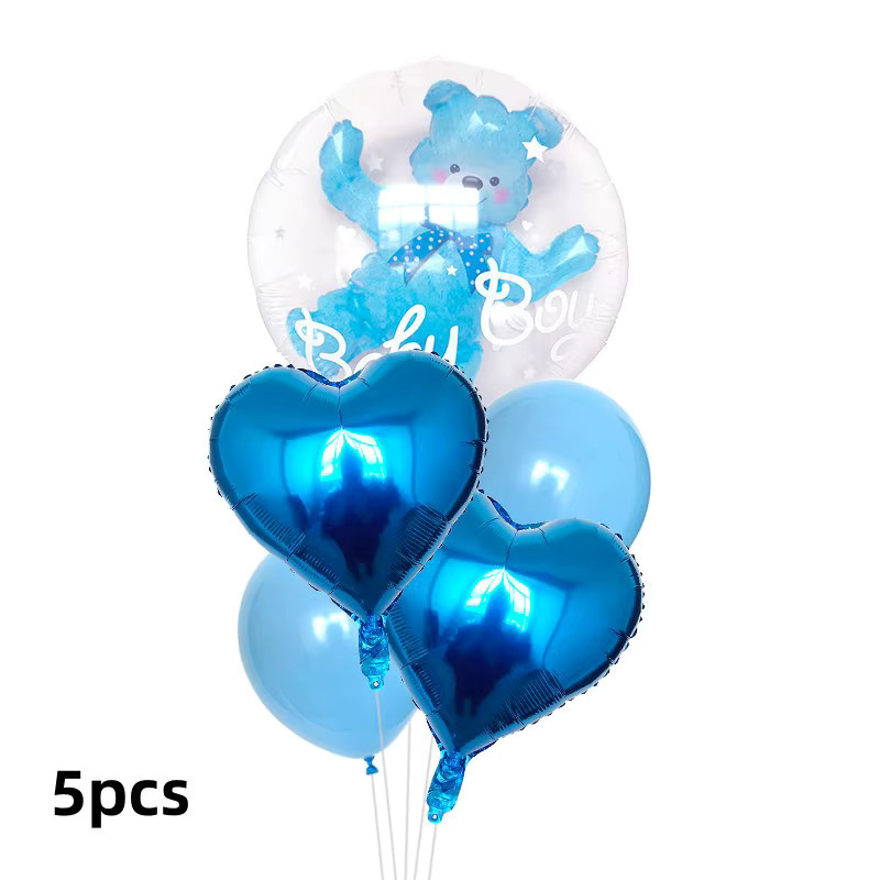 LQZZY Set mit 5 transparenten Bär und Herz Blasenballons in Pink für Babyparty und Geburtstagsfeier - Bild 3