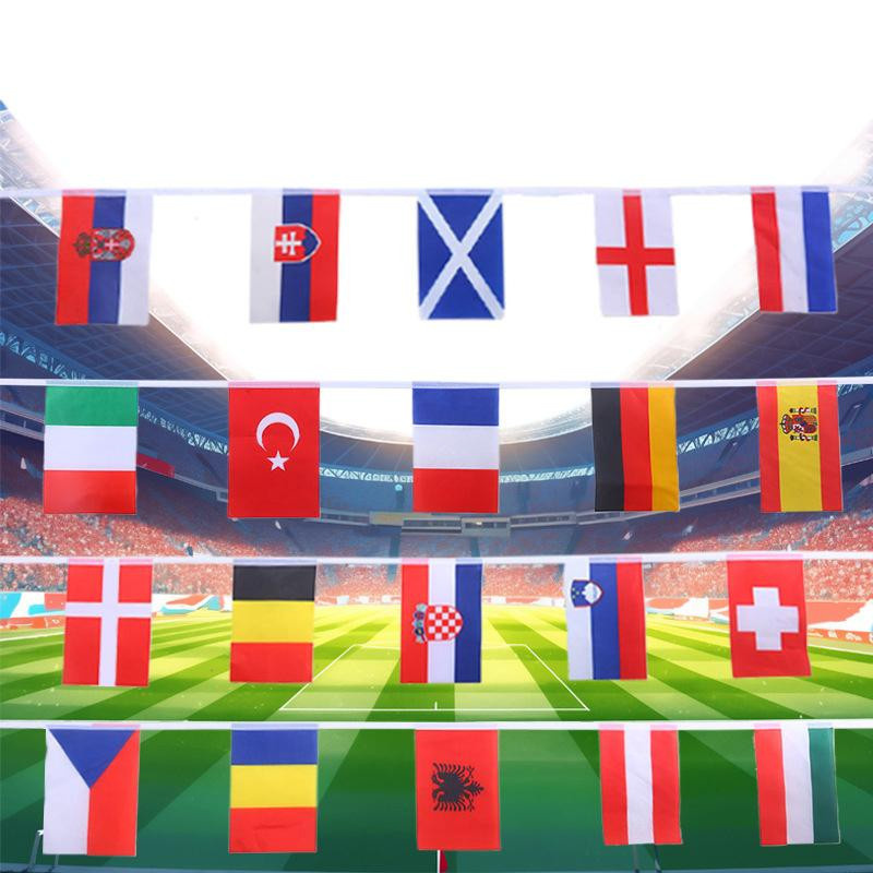 Paddya Europa Länder Flaggen Bunting Set mit 24 Stück, Mehrfarbig, Polyester, Größe pro Flagge: Breite: 21 cm, Höhe: 14 cm - Bild 2