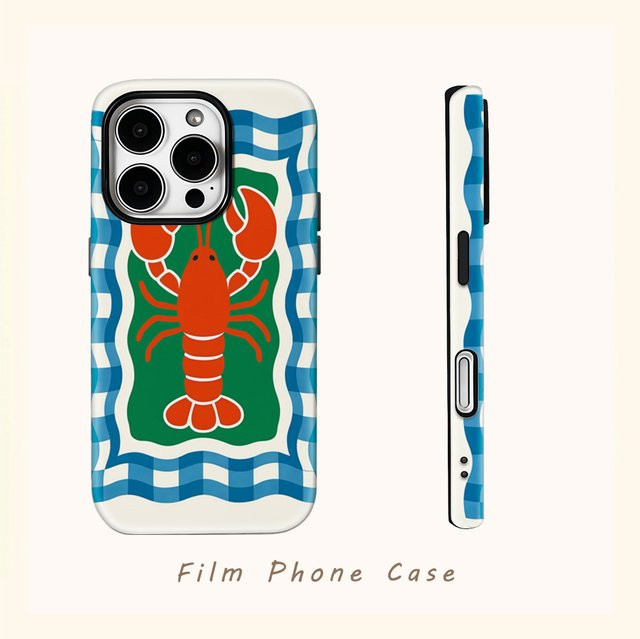 Checker Lobster Nautical Art Handyhülle für Apple iPhone 17AIR 16 15 14 13 12 11 Pro Max Plus mit doppelschichtiger Rückseite in Multicolour - Bild 1