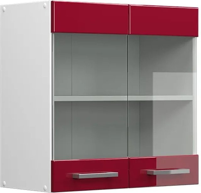 Vicco Küchenglasschrank R-Line Glashängeschrank Bordeaux Hochglanz/Weiß Breite: 60 cm - Bild 1