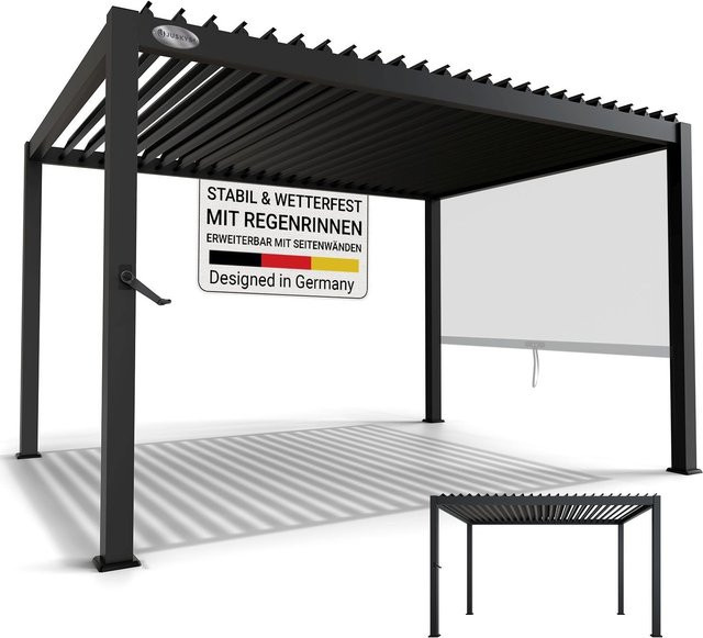 Juskys Pergola Lamellendach Tahiti aus verzinktem Stahl in Anthrazit, B/T: 400 x 300 cm - Bild 4