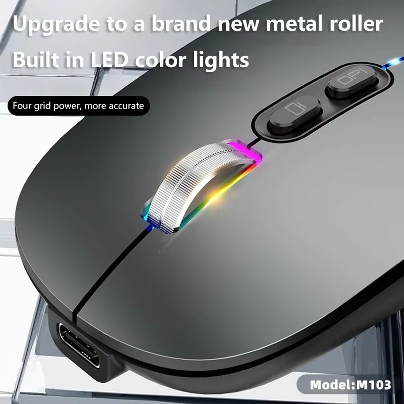 Lenovo kabellose Maus in Silber, ultradünn und ergonomisch, mit 3 Modi (2,4 GHz USB und 2 Bluetooth), wiederaufladbar und leise für PC und Laptop - Bild 4