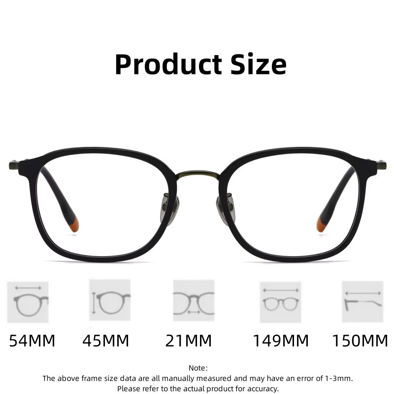 FIRADA G-808-C Korrektionsbrille, Vollrand, Titan, Acetat, Unisex, schwarz - Bild 2