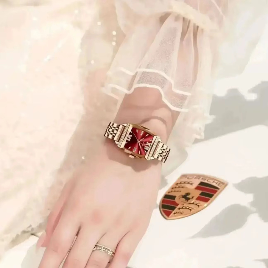 POEDAGAR Armbanduhr, Quarz, Edelstahl, Roségold, Schwarz, Damen - Bild 6
