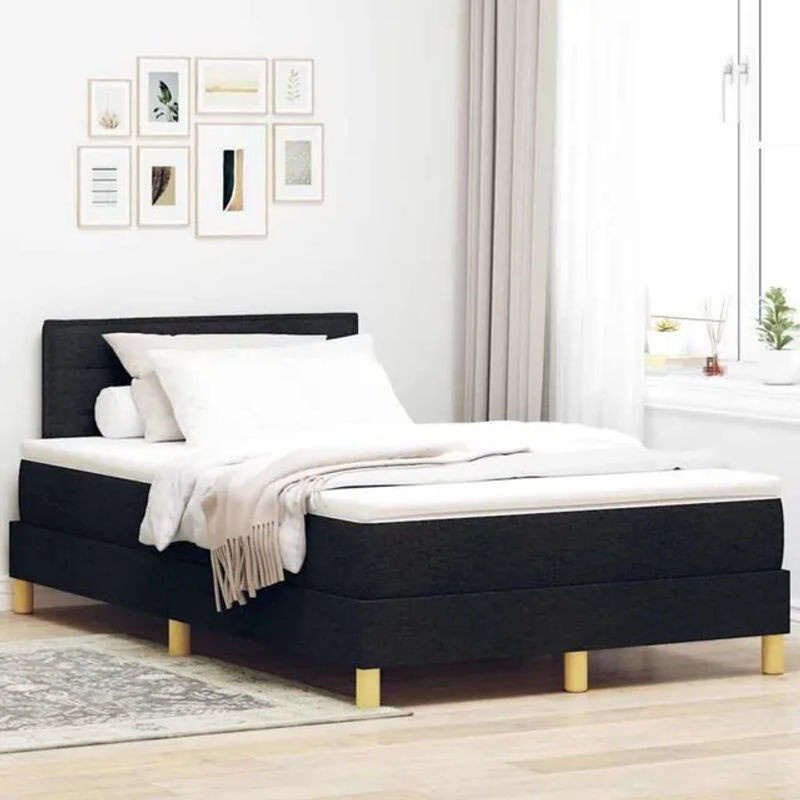 Vidaxl Boxspringbett mit Matratze in Schwarz aus Stoff, B/T/H: 120 x 200 x 88 cm - Bild 1