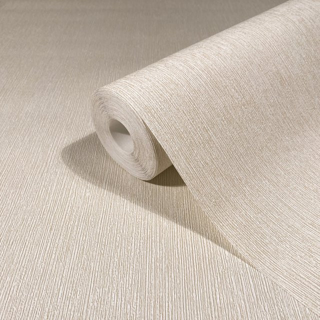 Marburg Vliestapete Uni Feine Linien Modern Beige-Creme, Breite: 0,53 m, Länge: 10,05 m - Bild 1