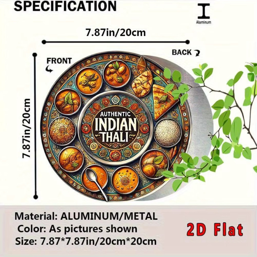 CIFBUY Vintage Indian Thali Wandkunstschild aus Aluminium, kreisförmiges Metallschild in Multicolour, Durchmesser: 20 cm - Bild 2