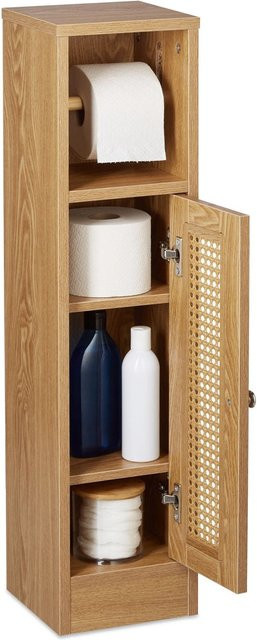 Relaxdays Toilettenpapierhalter stehend in Rattan-Optik, Braun, Höhe: 80 cm, Breite: 20,5 cm, Tiefe: 21 cm - Bild 1