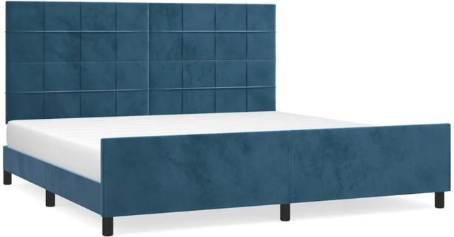 vidaXL Bettgestell aus Samt in Dunkelblau ohne Matratze B/T/H: 200 x 200 x 128 cm - Bild 1