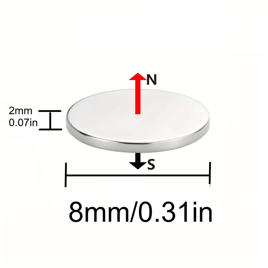 U-POLEMAG Runder unsichtbarer Magnet Durchmesser: 8 mm, Dicke: 2 mm für DIY-Projekte und ästhetische Fixierungen - Bild 2