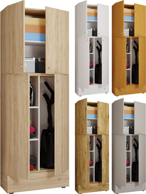 VCM Putzschrank Lona Mehrzweckschrank mit Schubladen und Regalfächern, B/T/H: 70 x 39 x 200 cm, Buche Nachbildung - Bild 3