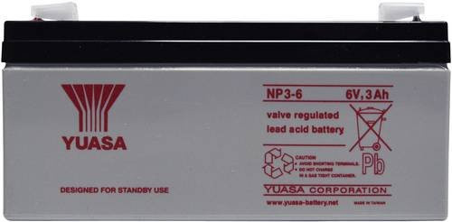 Yuasa NP3-6 Bleiakku 6V 3Ah Blei-Vlies AGM Grau B/H/T: 134 x 64 x 34 mm mit 4,8 mm Flachstecker wartungsfrei - Bild 1