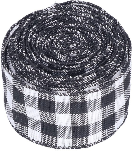 TOMTOP JMS Dekoratives Weihnachten Drahtkantenband Schwarz-Weiß für DIY Geschenkverpackungen und Bastelarbeiten, 5 m - Bild 1