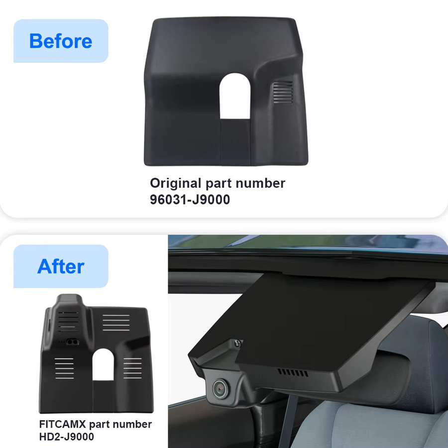 FITCAMX Dashcam im Factory Style Design für Hyundai Kona N Electric EV mit 4K UHD Frontkamera und 1080P Rückkamera inklusive WIFI App, Schwarz - Bild 2