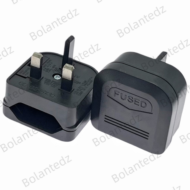 Bolantedz Reiseadapter EU 2-Pin auf UK 3-Pin Stromstecker Konverter in Schwarz - Bild 1