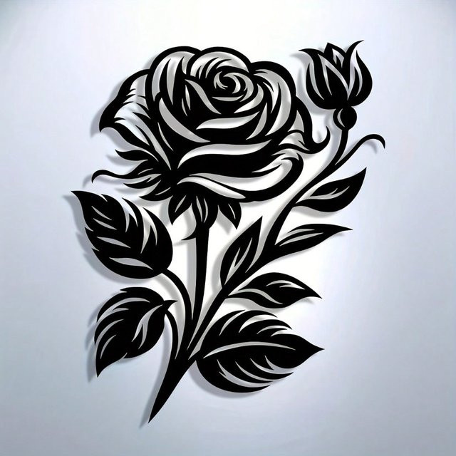 CIFBUY Metall-Wandkunst Floral in Schwarz-Weiß als botanische Dekoration aus Eisen - Bild 1