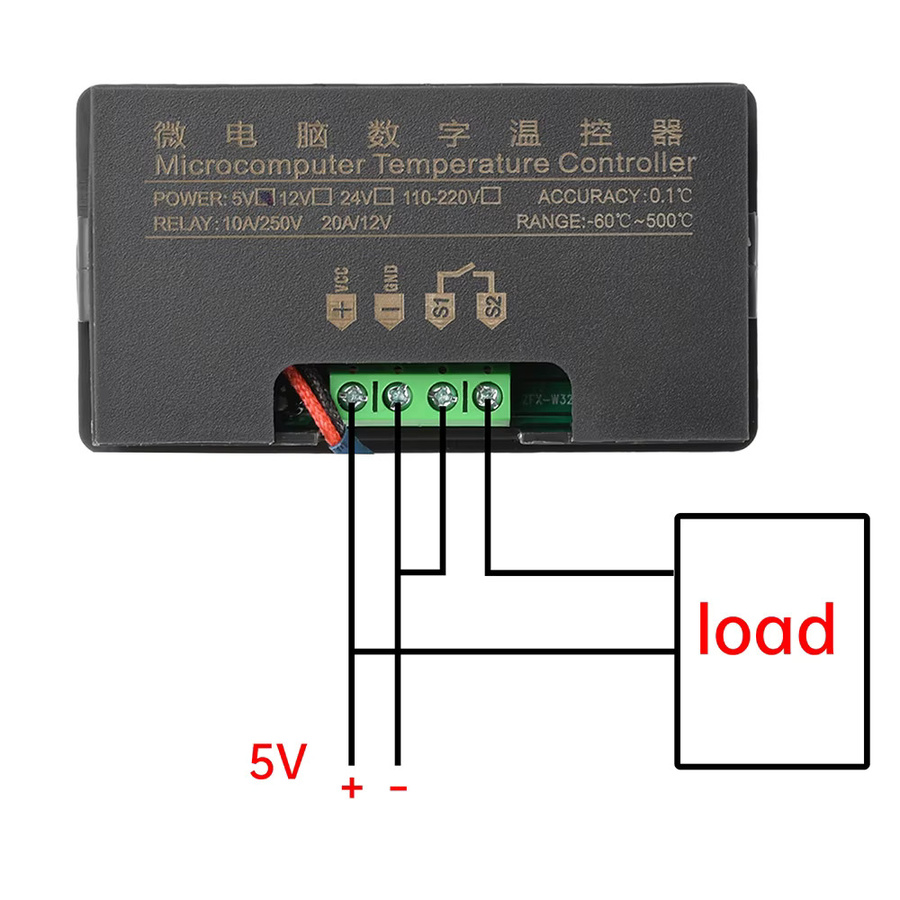 Aideepen W3230 K-Typ Digitaler Temperaturregler mit LED-Anzeige als Thermostat und Steuergerät für Wärme oder Kühlung, Farbe: Schwarz - Bild 4