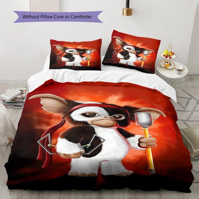 Gizmo Gremlins Muster Bettwäsche Set mit Bettbezug und 2 Kissenbezügen B/B/H: 240 x 220 cm - Bild 1