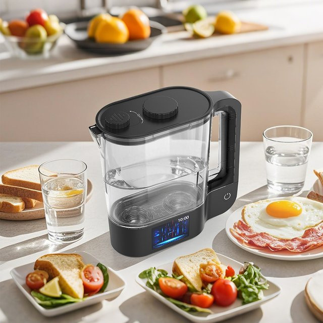 CAWOLO Wasserstoff-Wasser-Ionisator Krug mit SPE PEM-Technologie, 64 Unzen, Schwarz/Transparent - Bild 1