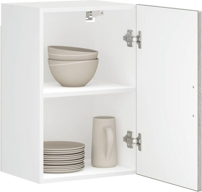 Küchen-Hängeschrank Porto von vidaxl in Grau mit Drehtüren und minimalistischem Design aus Holzwerkstoff - Bild 1