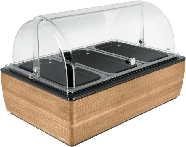 VEGA Buffetvitrine Montana hoch in Eiche, Transparent und Weiß, B: 55,4 cm, T: 35,2 cm, H: 29,9 cm - Bild 1
