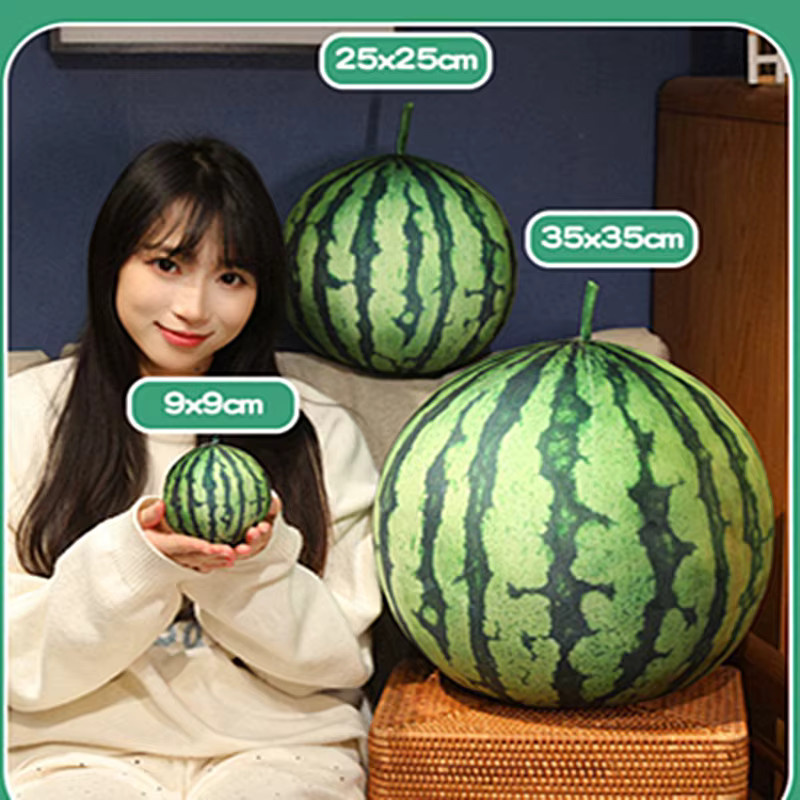Kawaii Wassermelonen-Plüschpuppenkissen, Stofftier, Grün, Bunt / Mehrfarbig - Bild 6