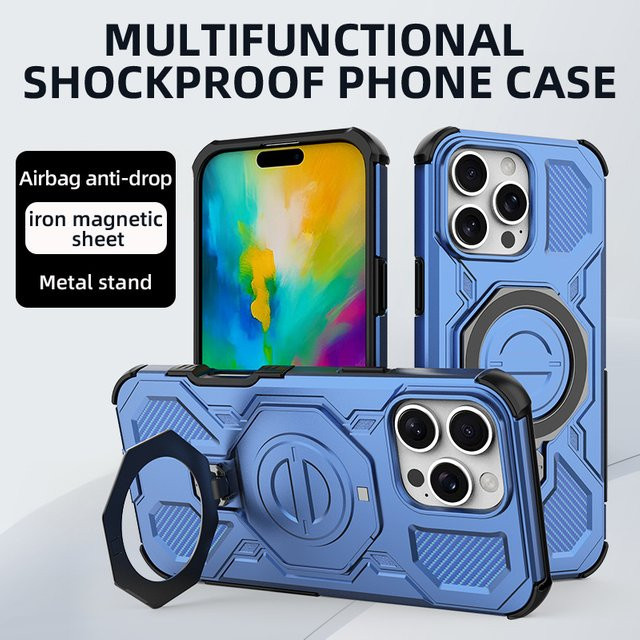 Samsung Magnetische Robuste Schutzhülle mit Drehbarem Ständer für Galaxy S26 Ultra S25 Plus A57 A37 in Schwarz und Blau - Bild 1
