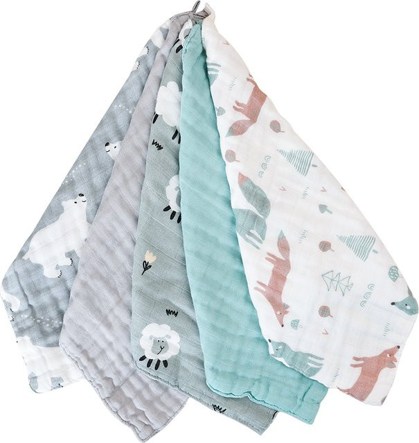 HappyFlute 5-teiliges Set aus superweichen Bambus-Baumwoll-Handtüchern, Baby-Lätzchen und Reinigungstüchern mit Aufhängeschlaufe für zu Hause und auf Reisen - Bild 1